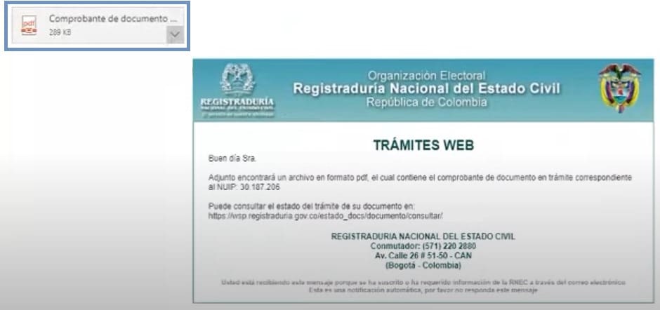 comprobante del trámite de cómo sacar duplicado de cédula