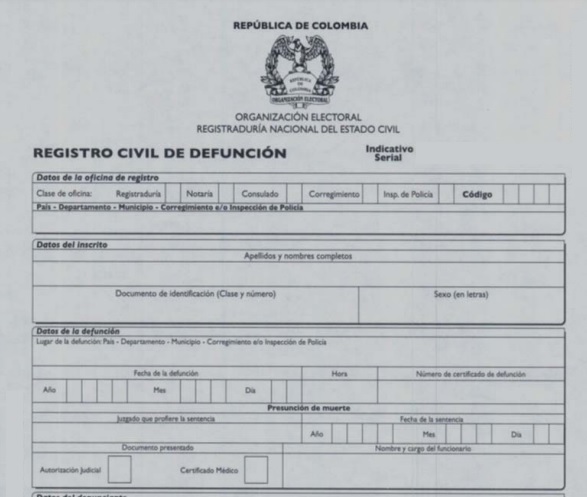 registro civil de defunción
