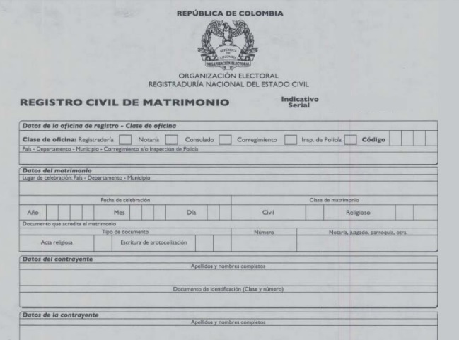 registro civil de matrimonio